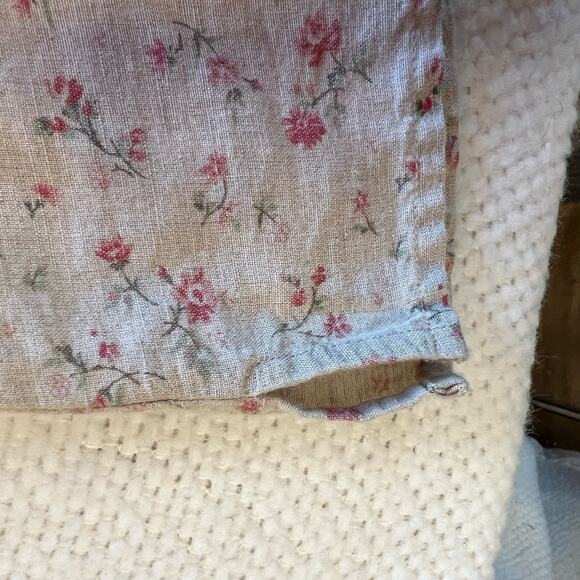 VTG Van Heusen Linen Blend Ditzy Floral Button Up Top Size S Cottagecore Ecru - Picture 5 of 9